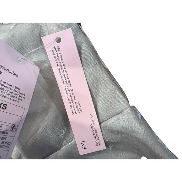 Y2K 90s Prom Iridescent Silver Maxi Slip Dress Fairy Whimsy Goth Med Flowy New - Picture 6 of 8
